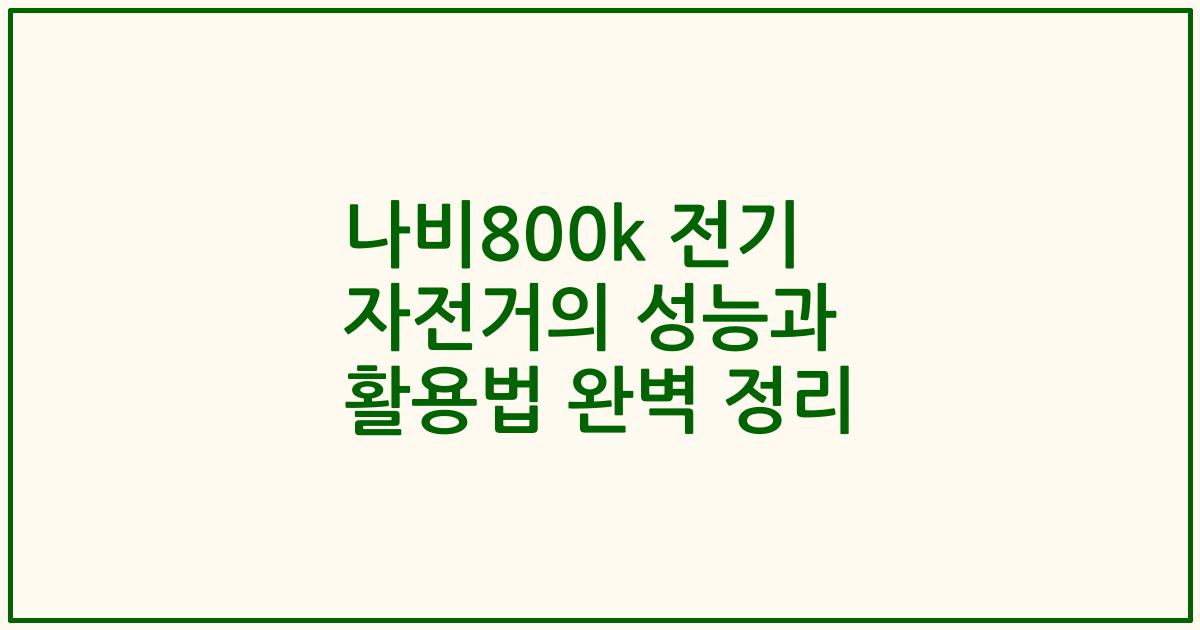 나비800k 전기 자전거의 성능과 활용법 완벽 정리