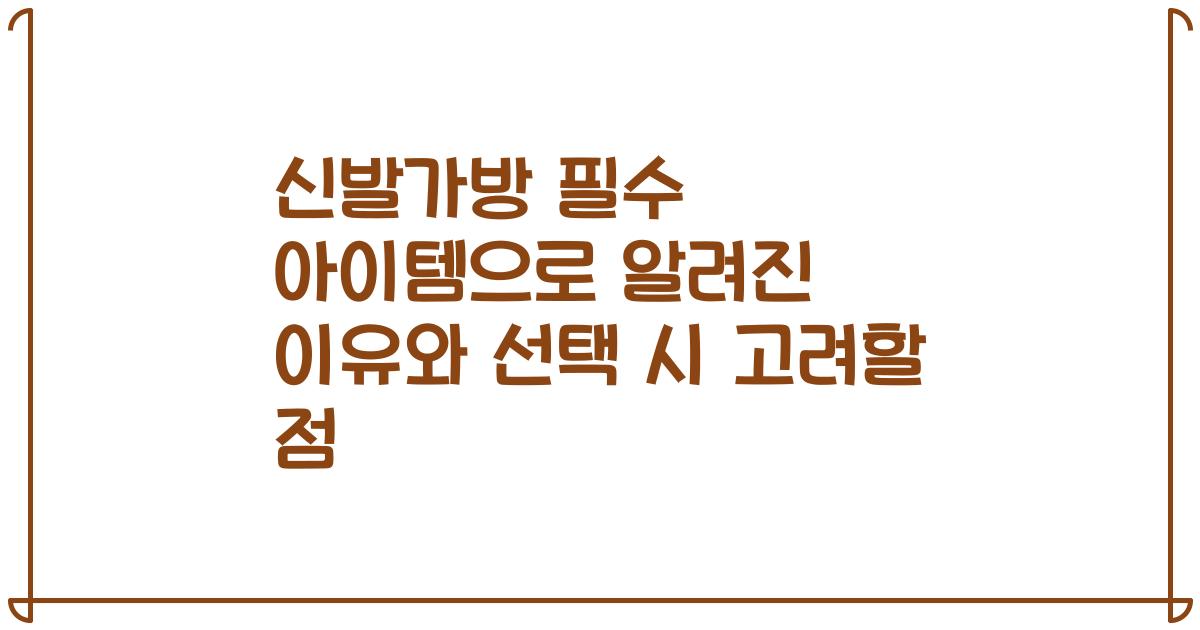 신발가방 필수 아이템으로 알려진 이유와 선택 시 고려할 점