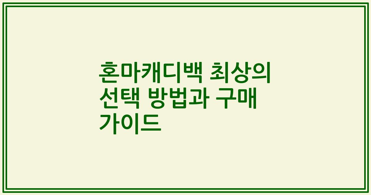 혼마캐디백 최상의 선택 방법과 구매 가이드