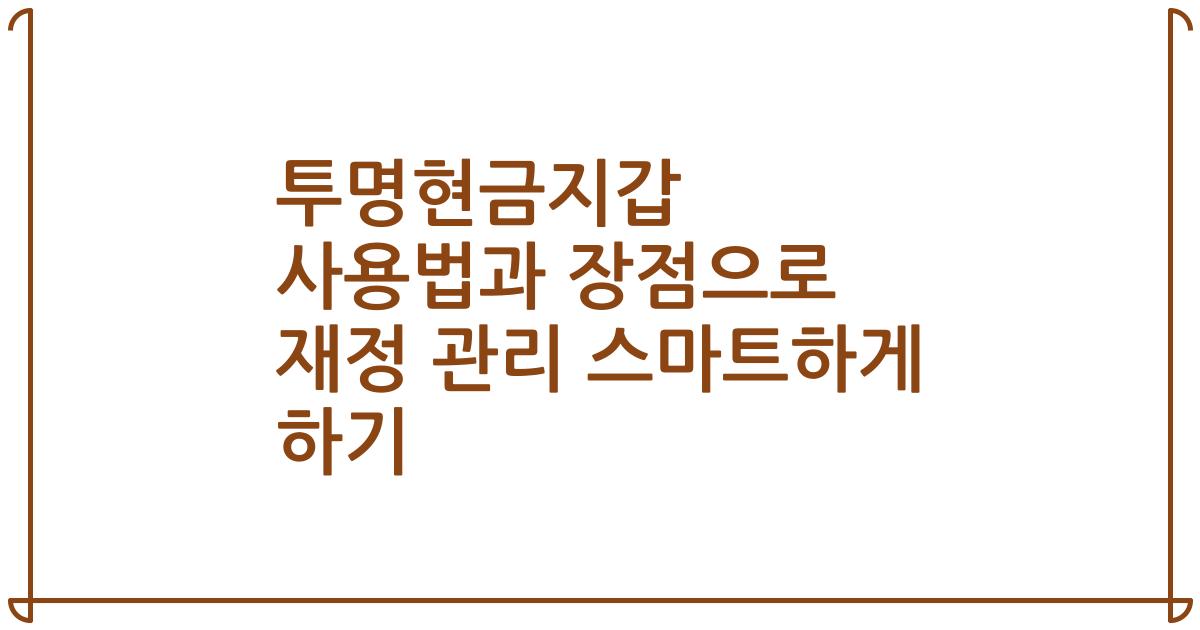 투명현금지갑 사용법과 장점으로 재정 관리 스마트하게 하기