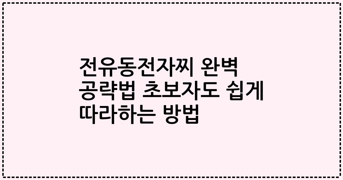 전유동전자찌 완벽 공략법 초보자도 쉽게 따라하는 방법