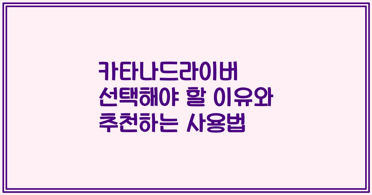 카타나드라이버 선택해야 할 이유와 추천하는 사용법
