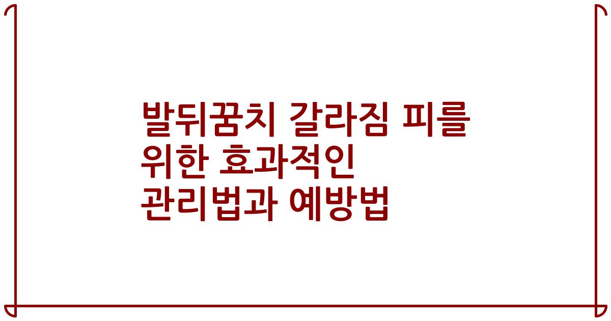 발뒤꿈치 갈라짐 피를 위한 효과적인 관리법과 예방법