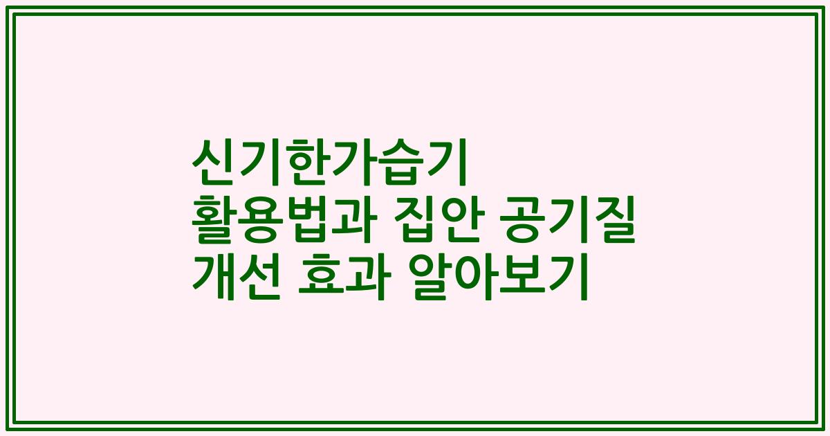 신기한가습기 활용법과 집안 공기질 개선 효과 알아보기