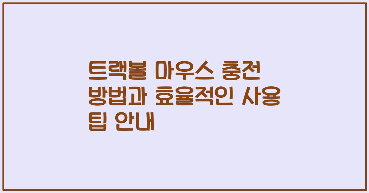 트랙볼 마우스 충전 방법과 효율적인 사용 팁 안내