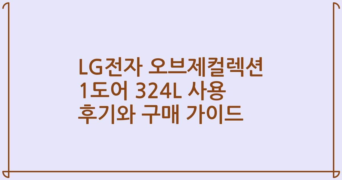 LG전자 오브제컬렉션 1도어 324L 사용 후기와 구매 가이드