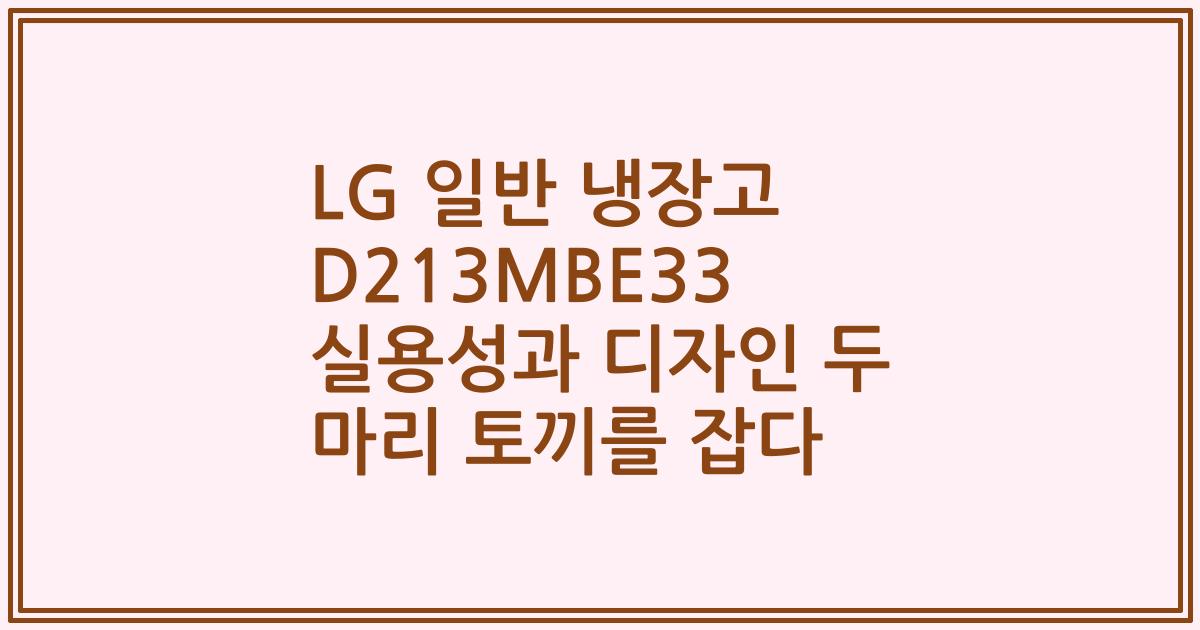 LG 일반 냉장고 D213MBE33 실용성과 디자인 두 마리 토끼를 잡다