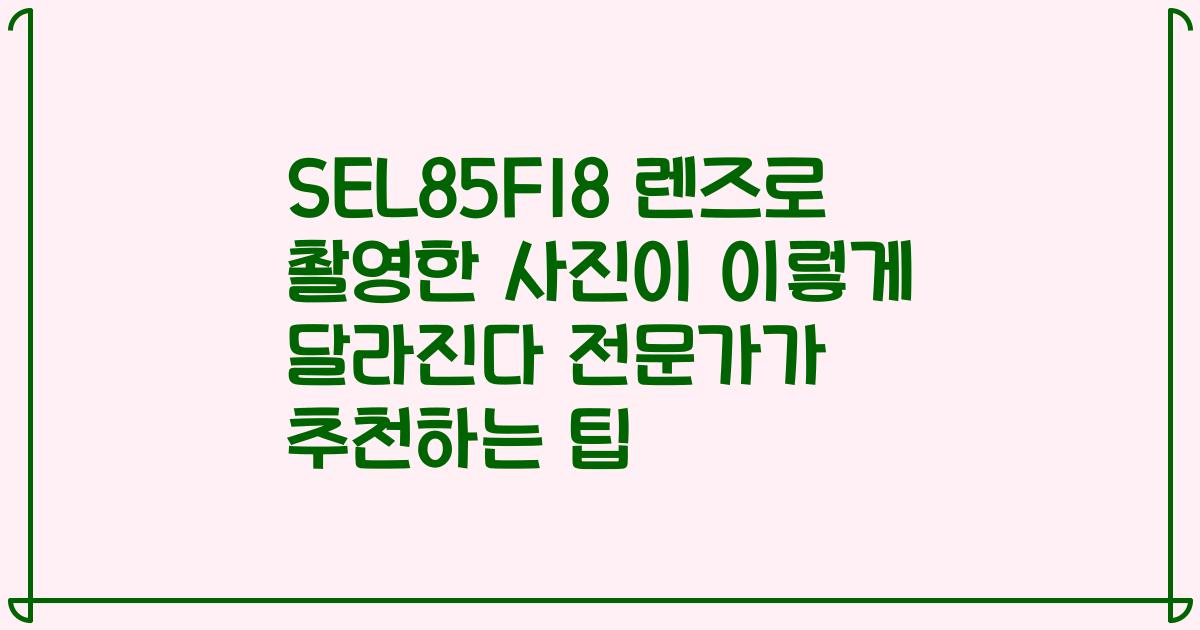 SEL85F18 렌즈로 촬영한 사진이 이렇게 달라진다 전문가가 추천하는 팁